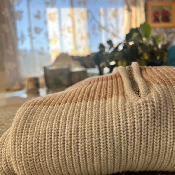 100% Cotton Aerie Striped Half-Zip Sweater - Picture 3 of 3